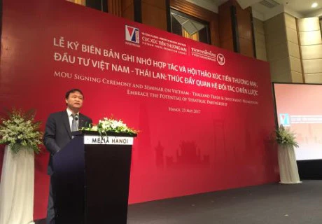 越南工贸部副部长杜胜海在会上发表讲话。（图片来源：越通社）
