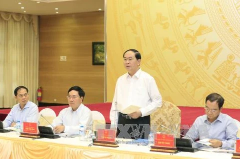 越南国家主席陈大光在2017年亚太经合组织国家委员会第八次全体会议上发表讲话（图片来源：越通社）