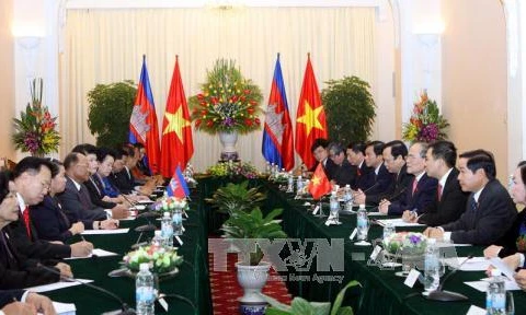 越南和柬埔寨领导人就两国建交50周年互致贺函。（图片来源：越通社）