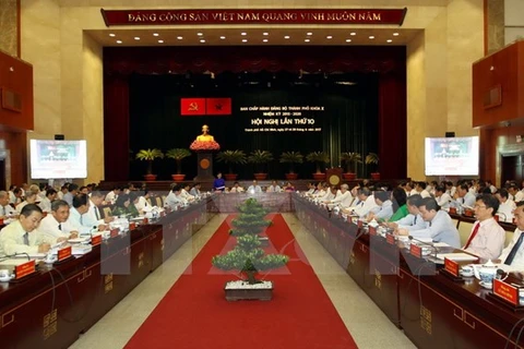 越共胡志明市第十届委员会第十次全体会议闭幕式全景。