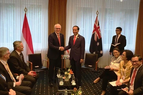 澳大利亚总理马尔科姆·特恩布尔7月7日会见印度尼西亚总统佐科·维多多。