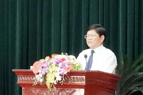 岘港市市委常务副书记武功智在见面会上发表讲话。（图片来源：http://danang.gov.vn）