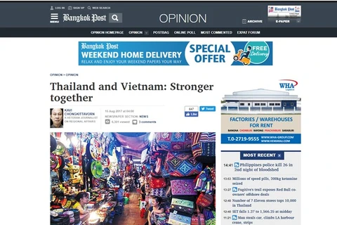 泰国媒体高度评价泰越两国关系的发展展望。（图片来源：Bangkok Post）