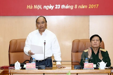 阮春福总理在会议上发表讲话。（图片来源：越通社）