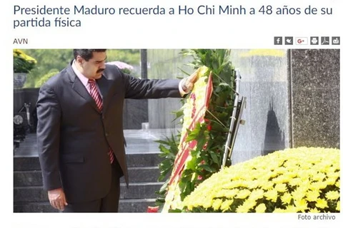 委内瑞拉总统尼古拉斯·马杜罗在其个人脸谱账户上发表关于胡志明主席的文章。（图片来源：越通社）