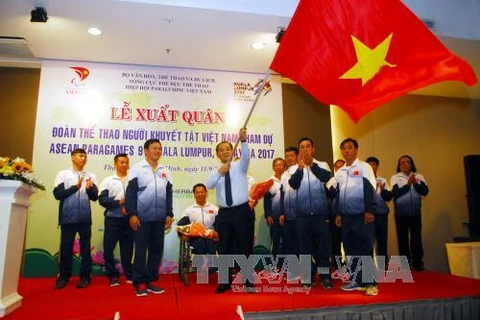 2017年东盟残疾人运动会越南体育代表团出征仪式。（图片来源：越通社）
