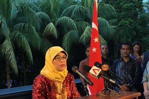 哈莉玛当选新加坡总统。（图片来源：Yahoo News Singapore） 