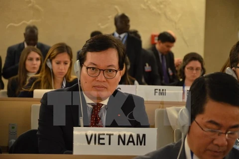 资料图：越南大使杨志勇今年9月11日出席联合国人权理事会第36次会议。（图片来源：越通社）
