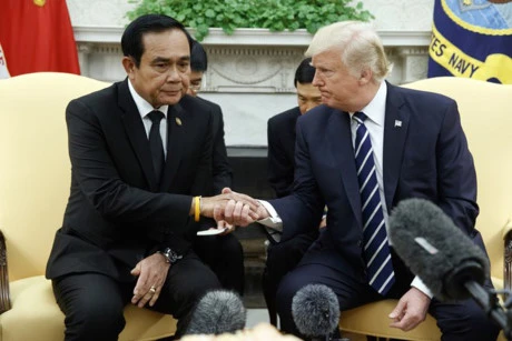 美国总统特朗普与泰国总理巴育(图片来源：The Seattle Times）