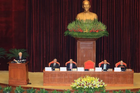 越共中央总书记阮富仲在会上发表讲话。（图片来源：越通社）
