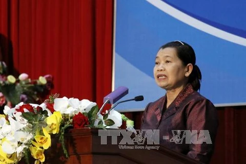柬埔寨副首相、柬越友好协会主席梅森安在会上发表讲话。（图片来源：越通社）