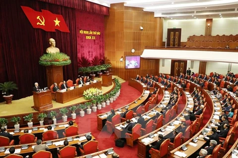 越共第十二届中央委员会第六次会议全景。