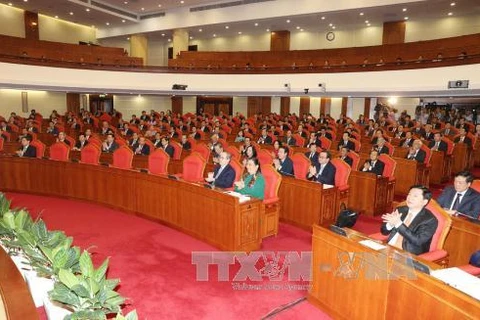 越共十二届中央委员会第六次全体会议场景。（图片来源：越通社）