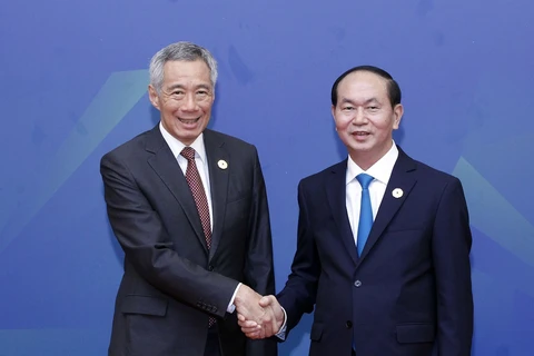 越南国家主席陈大光会见新加坡总理李显龙