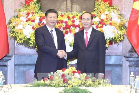 越南国家主席陈大光与中共中央总书记、国家主席习近平举行会谈