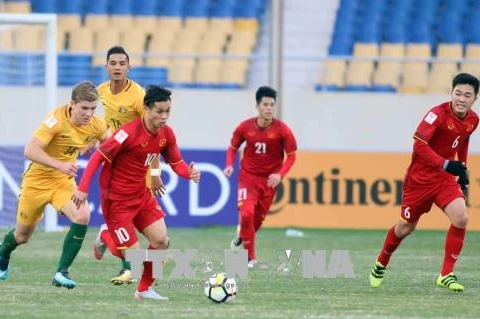 2018年U23亚洲杯D组：越南U23足球队1-0击败澳大利亚U23足球队