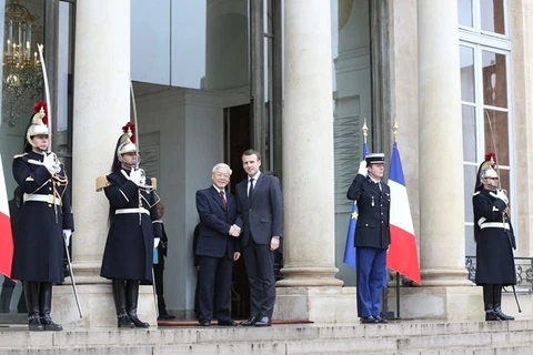 阮富仲总书记与法国总统埃马纽埃尔·马克龙举行会谈