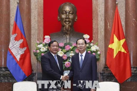国家主席陈大光会见柬埔寨外交与国家合作部大臣布拉索昆