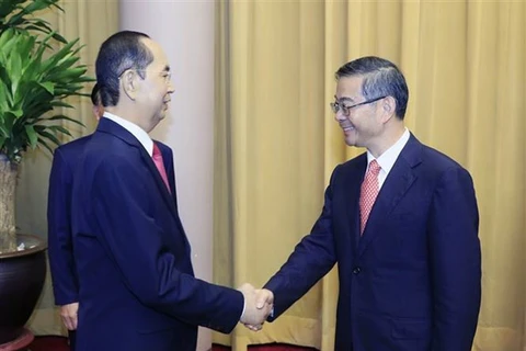 越南国家主席陈大光会见中国最高人民法院院长周强