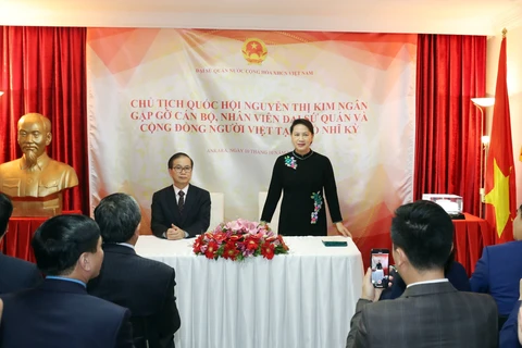 阮氏金银亲切会见越南驻土耳其大使馆工作人员和旅土越南人社群