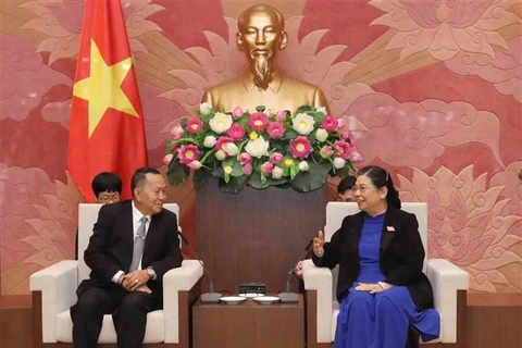 国会副主席丛氏放会见老挝巴特寮通讯社代表团