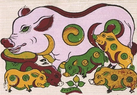 猪年了解越南各类民间画中“猪”的形象 