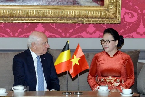  越南国会主席会见比利时联邦参议长布罗奇