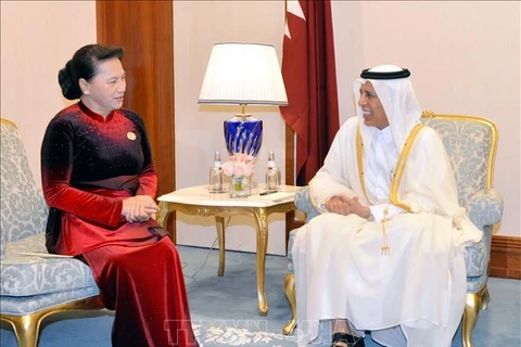 国会主席阮氏金银会见卡塔尔议会议长阿勒马哈茂德
