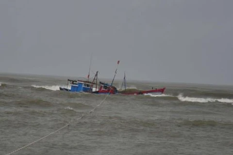 一艘巴拿马籍货轮营救两名海上遇险的越南渔民