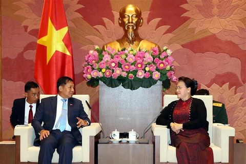越南国会主席阮氏金银会见缅甸国防军总司令敏昂莱