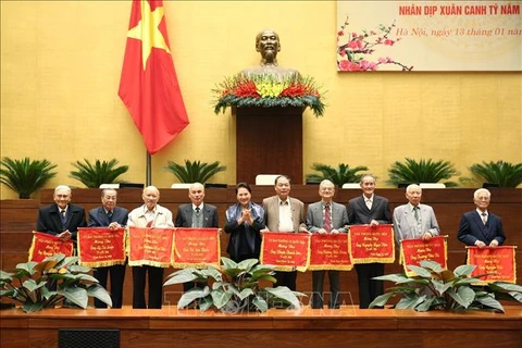 国会主席阮氏金银与国会原领导和国会办公厅退休干部举行见面会