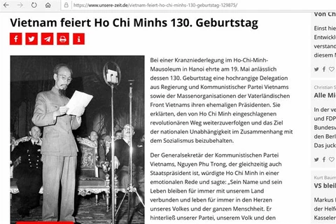 德国媒体隆重报道纪念胡志明主席诞辰130周年的消息 