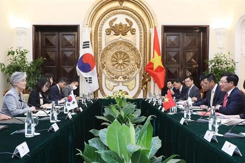 越南政府副总理兼外长范平明同韩国外长举行会谈