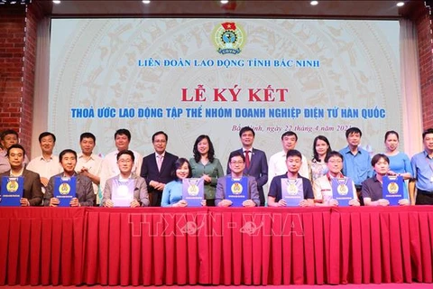 北宁省7家韩国企业与8万名劳工签署集体劳动合同