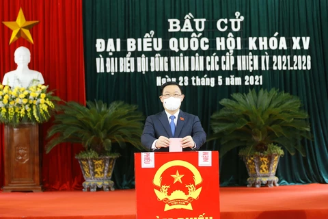 越南国会和各级人民议会换届选举：越南国会主席王廷惠在海防市安老县参加投票