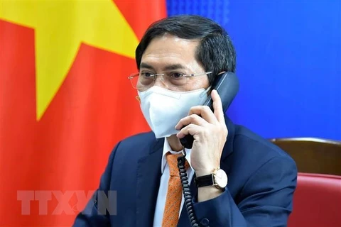 越南外交部部长裴青山与德国外交部部长马斯通电话