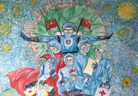 越南弱势儿童眼里的新冠肺炎疫情画展正式开展 