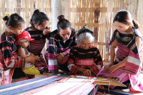 嘉莱族妇女努力保护传统土锦布手工编织业 
