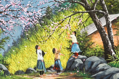 风景油画写生走进山区乡村 感受春天的气息