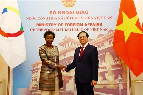 越南外交部长裴青山与法语国家国际组织秘书长路易丝·穆希基瓦博举行会谈