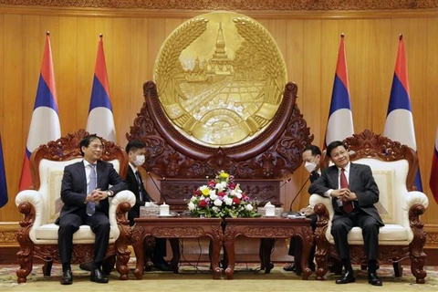 越南外交部部长裴青山礼节性拜会老挝高层领导