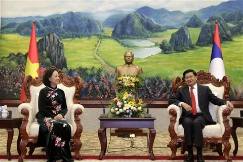 越共中央组部部长张氏梅对老挝进行工作访问
