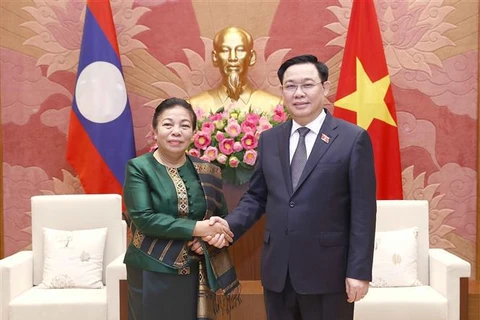 越南国会主席王廷惠会见老挝国会副主席顺通·赛雅佳