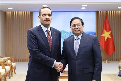 越南政府总理范明政会见卡塔尔外交大臣穆罕默德