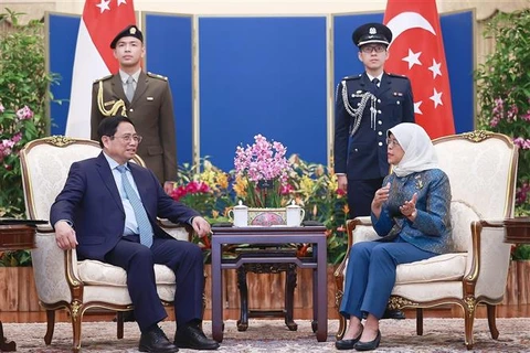 越南政府总理范明政会见新加坡总统哈莉玛·雅各布