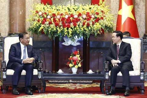 越南国家主席武文赏会见柬埔寨副首相兼外交与国际合作大臣布拉索昆