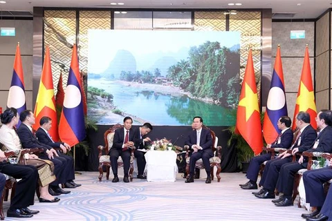 越南国家主席武文赏接见老挝建国阵线中央委员会主席辛拉冯