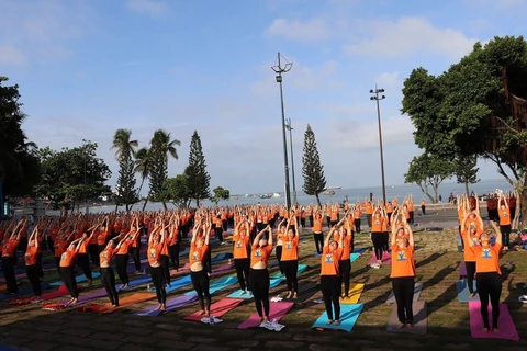 巴地头顿省国际瑜伽日活动吸引近千人参加