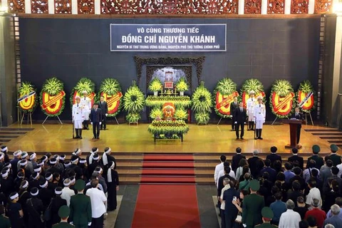 越共中央书记处原书记、政府原副总理阮庆的吊唁仪式在河内隆重举行
