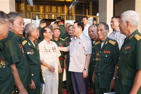 越南国会主席王廷惠会见乂安省被敌人逮捕和监禁的老革命战士协会代表团